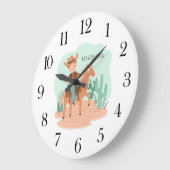 Personalisiertes Cowboy-Kinderzimmer Große Wanduhr (Winkel)