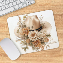 Personalisiertes Cowgirl Hat Maus Pad Rustikaler W Mousepad