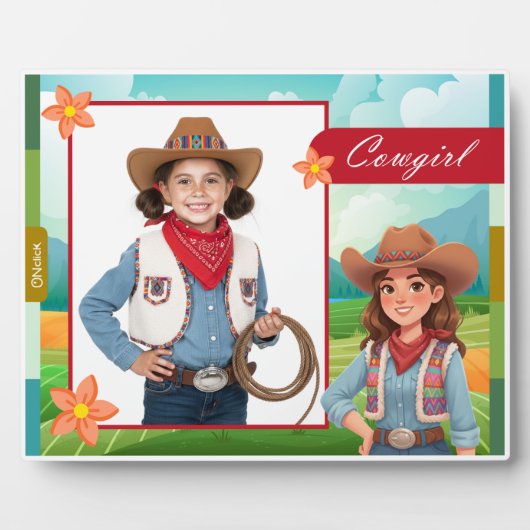 Personalisiertes Cowgirl-Tischfoto Fotoplatte (Vorderseite)