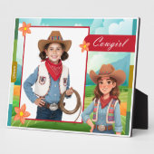 Personalisiertes Cowgirl-Tischfoto Fotoplatte (Seite)