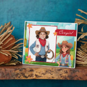 Personalisiertes Cowgirl-Tischfoto Fotoplatte (Seite)