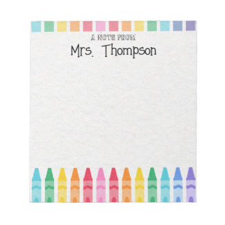 Personalisiertes Crayon Lehrer's Rainbow Niedlich  Notizblock