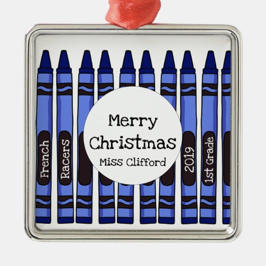 Personalisiertes Crayon School Year Ornament Aus Metall (Vorne)
