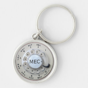 Personalisiertes Cream Rotary Phone Schlüsselanhänger