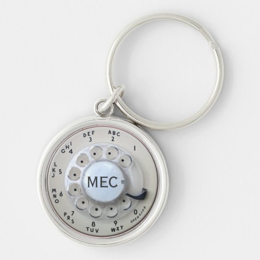 Personalisiertes Cream Rotary Phone Schlüsselanhänger (Vorne)