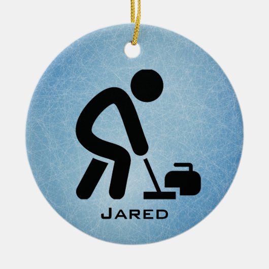 Personalisiertes Curling Keramik Ornament (Vorne)