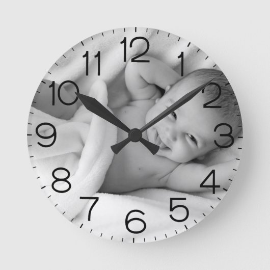 Personalisiertes Custom Baby Foto Kinderzimmer Runde Wanduhr (Vorderseite)