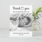 Personalisiertes Custom Foto Neugeborenes Baby Dan Dankeskarte (Stehend Vorderseite)