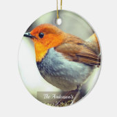 Personalisiertes Custom Robin Bird-Foto Keramik Ornament (Links)