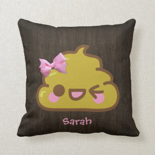 Personalisiertes Cutey Poo mit rosa Bogen Kissen