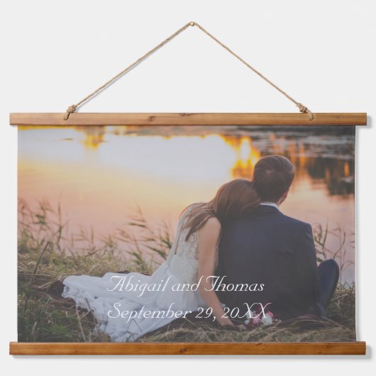 Personalisiertes Cutomized Wedding Foto Wandteppich Mit Holzrahmen (Vorne)
