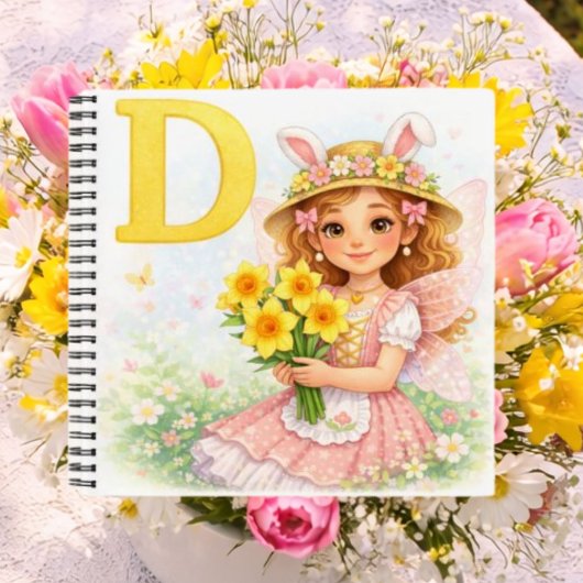 Personalisiertes D-Blumengeschenk für Mädchen Notizblock