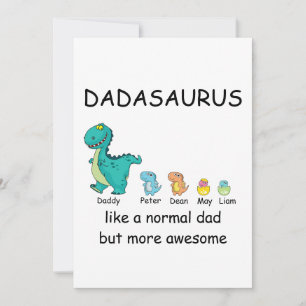 Personalisiertes Dadasaurus bis zu 4 Kinder T-Shir Feiertagskarte