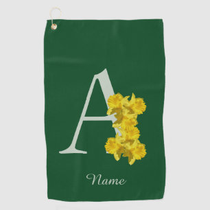 Personalisiertes Daffodil-Monogramm Initial A Golfhandtuch