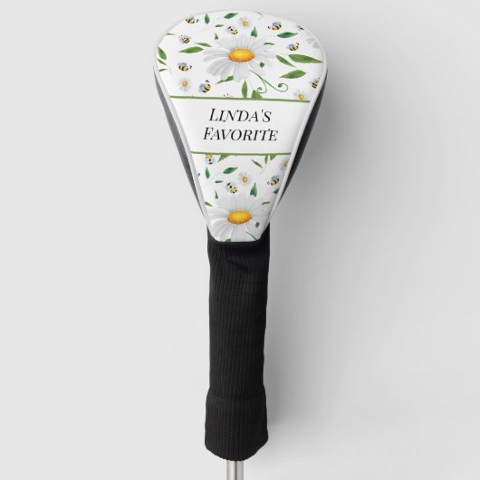 Personalisiertes Daisy- und Bienenflormuster Golf Headcover (Vorderseite)