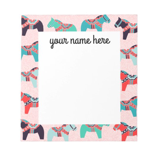 Personalisiertes Dala Horses Notepad Notizblock (Vorderseite)