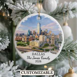 Personalisiertes Dallas-Ornament, individuelles Te Keramik Ornament