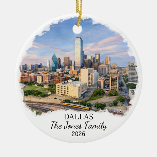 Personalisiertes Dallas-Ornament, individuelles Te Keramik Ornament (Vorne)