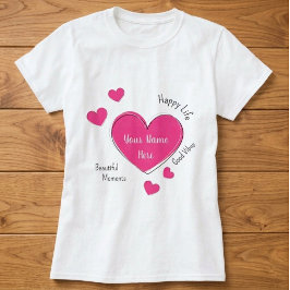 Personalisiertes Damen-T-Shirt mit rosa Herz T-Shirt