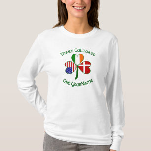 Personalisiertes Dänemark Irland USA Shamrock T-Shirt