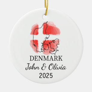 Personalisiertes Dänemark-Ornament, Dänemark-Flagg Keramik Ornament