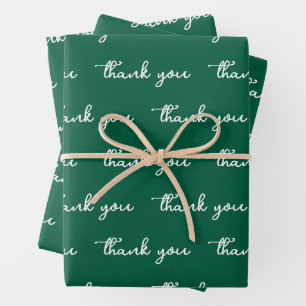 PERSONALISIERTES DANKE SCHICKES MODERNES DUNKELGRÜ GESCHENKPAPIER SET