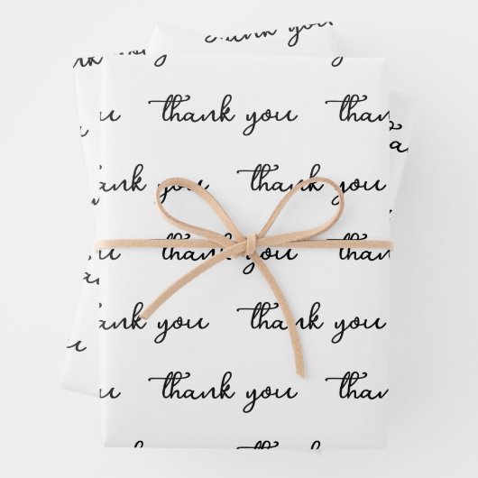 PERSONALISIERTES DANKE SCHICKES MODERNES WEISS GESCHENKPAPIER SET (Beispiel)