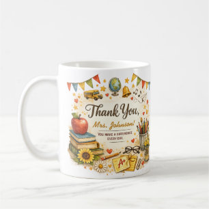 Personalisiertes Dankeschön-Lehrer-Wasserfarben-Ge Kaffeetasse