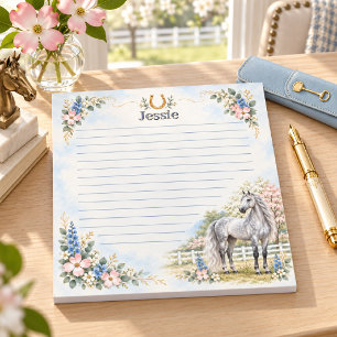 Personalisiertes Dapple Grau Andalusisches Floral Notizblock