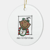 Personalisiertes Dark Skin Tone Baby Face Baby 1. Keramik Ornament (Links)