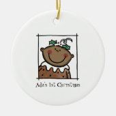 Personalisiertes Dark Skin Tone Baby Face Baby 1. Keramik Ornament (Vorne)