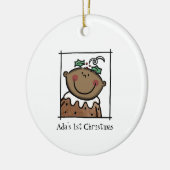 Personalisiertes Dark Skin Tone Baby Face Baby 1. Keramik Ornament (Links)