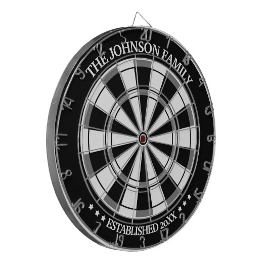 Personalisiertes Dart Board, Schwarz/Weiß Dartscheibe (Vorderseite Links)