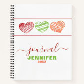 Personalisiertes Dated Journal Red Green Orange He Notizblock (Vorderseite)