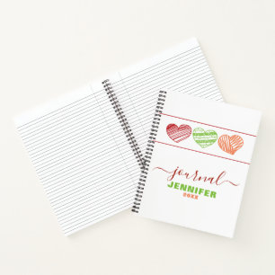 Personalisiertes Dated Journal Red Green Orange He Notizblock