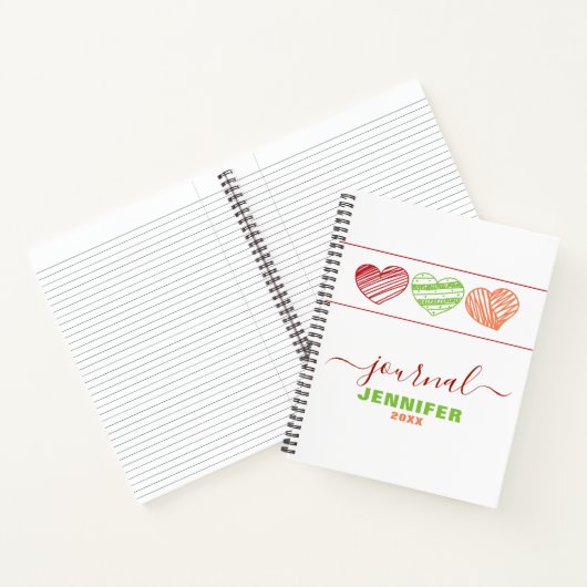 Personalisiertes Dated Journal Red Green Orange He Notizblock (Innenseite)