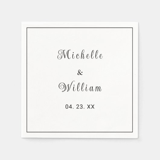 Personalisiertes Datum B&W Lined Serviette (Vorderseite)