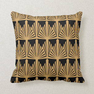 Personalisiertes Déco-Muster aus Gold und Schwarz Kissen