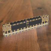 Personalisiertes Déco-Muster aus Gold und Schwarz Namensplakette (Seite)