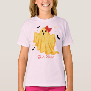 Personalisiertes Dein Name Mädchen Halloween-Geist T-Shirt