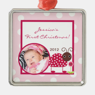 Personalisiertes Dekor Berry Garden Lady Bug Silbernes Ornament