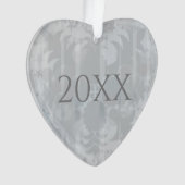 Personalisiertes Dekor des Silbergrauen Hochzeitst Ornament (Vorderseite)