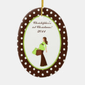 Personalisiertes Dekor G Mod Mama Polka Do Keramik Ornament (Vorne)