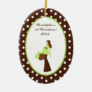 Personalisiertes Dekor G Mod Mama Polka Do Keramik Ornament