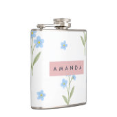 Personalisiertes Delicate Blue Wildblume Muster Flachmann (Rechts)
