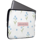 Personalisiertes Delicate Blue Wildblume Muster Laptopschutzhülle (Vorne Rechts)