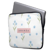 Personalisiertes Delicate Blue Wildblume Muster Laptopschutzhülle (Vorderseite Links)