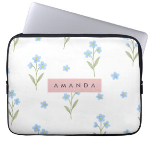 Personalisiertes Delicate Blue Wildblume Muster Laptopschutzhülle