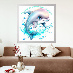 Personalisiertes Delphin-Foto für Wasserfarben Poster