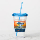 Personalisiertes Delphin Ocean Beach Geschenk für Acryltrinkbecher (Rückseite)